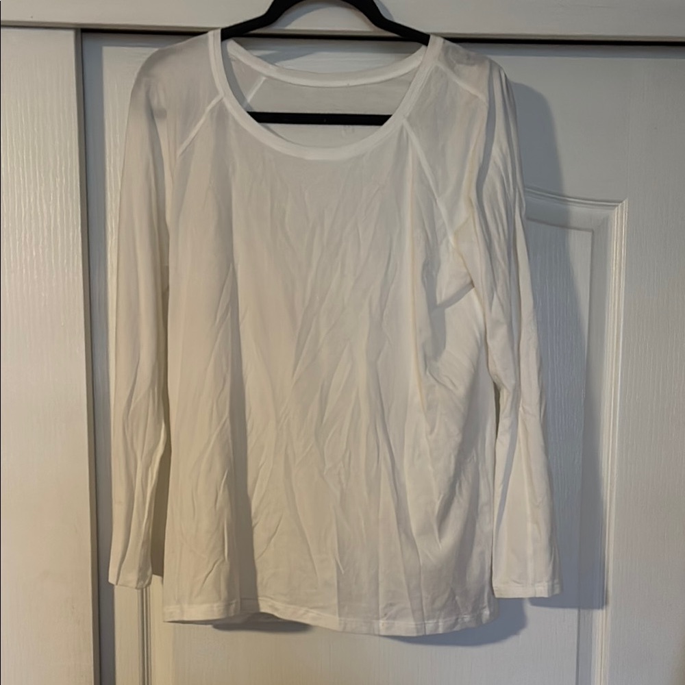 Lululemon Athletica White Ribbed Long Sleeve Top